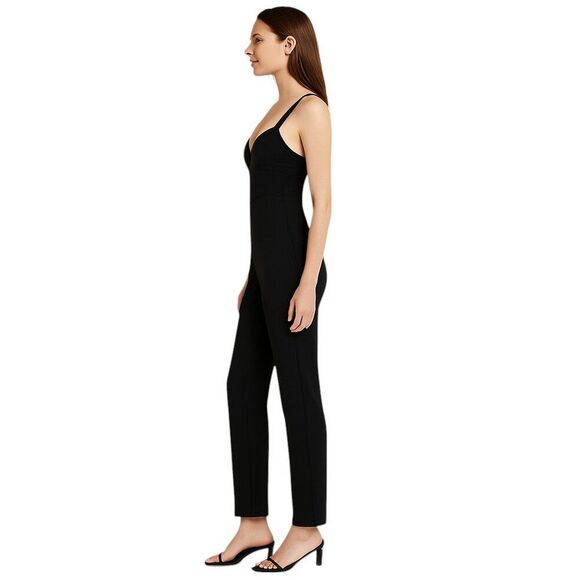Zara X-Small Black Bustier Jumpsuit Pull-on Slim Straps Soft Stretch Bodycon - Picture 2 of 16